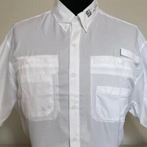 CS Long Sleeve Button Down Performance Fishing Shirt - White